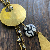 BLACK/WHITE CHARM NECKLACE (double row)