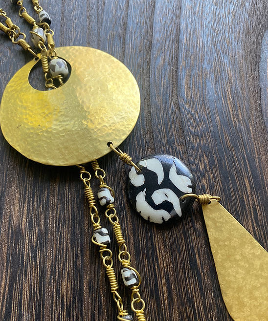 BLACK/WHITE CHARM NECKLACE (double row)