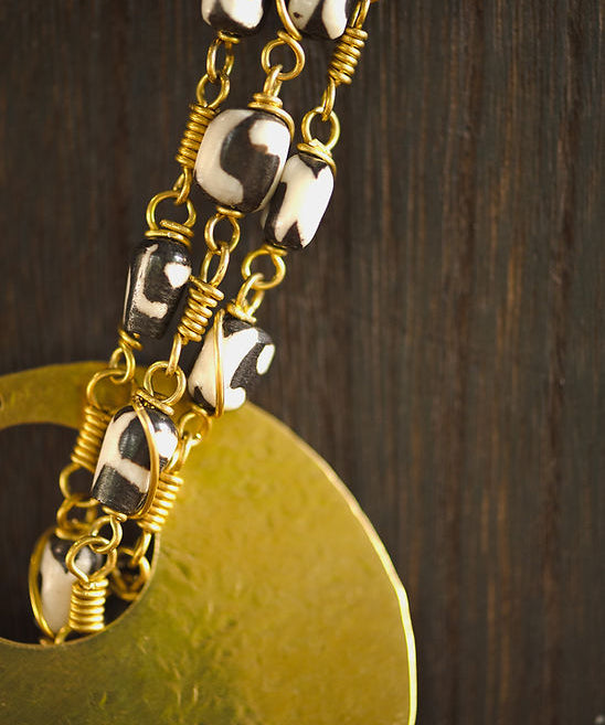 BLACK/WHITE CHARM NECKLACE (triple row)